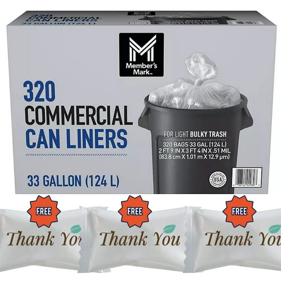 Memmber's Mark 33 Gallon Commercial Can Liners, 320 ct.