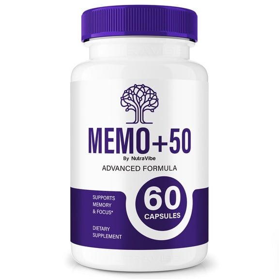 Memo+50 Pills – Daily Formula with a Natural Blend to Help Maintain Focus, Memory & Concentration | Clean, Gentle, Easy-to-Swallow Capsules for Everyday Sharpness (60 Capsules)