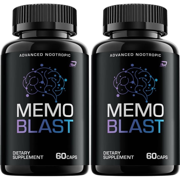 Memo Blast Supplement Capsules MemoBlast Natural Blend Memory Focus, 2 Pack, 120 Capsules