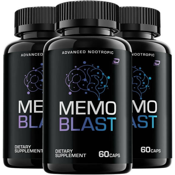 Memo Blast Supplement Capsules – MemoBlast Natural Blend Memory Focus, 3 Pack, 180 Capsules
