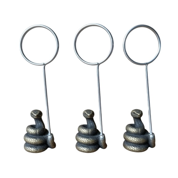Memo Clip Holder, Zodiac Snake Figurine, Set of 3, for Office Desk Card Photo Display