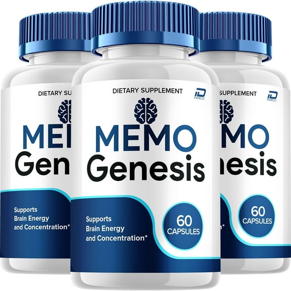 Memo Genesis Supplement Capsules MemoGenesis Natural Blend Memory Focus Pills, 3 Pack, 180 Capsules