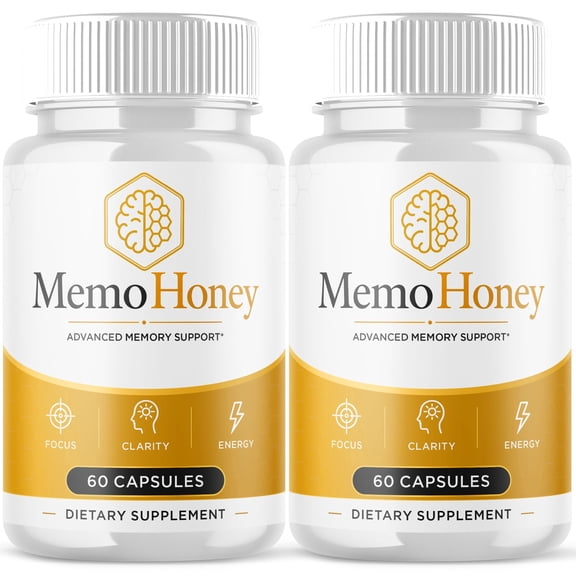Memo Honey Advanced Formula Brain Support Pills Maximum Strength Supplement MemoHoney Capsules (2 Pack)