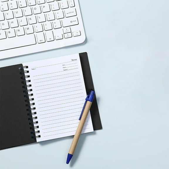 Memo Notebook with Attached Pen | Red Blue Black Brown Paper Notepad 11.6x14.5cm | Tear-Off Sticky Notes Writing Pad for Office Home Journal Planner