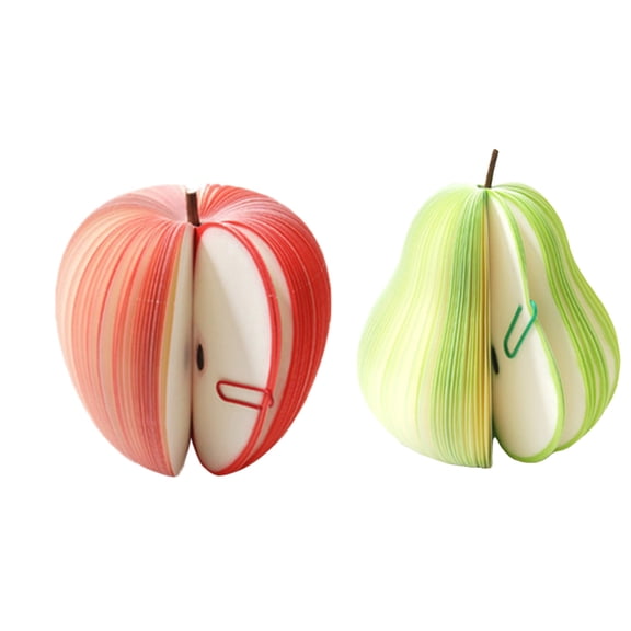 Memo Notes 3D Fruit Shape Non-Sticky, Cute DIY Memo Pads, Kawaii Colorful Fruit Stationery, Creative Three-Dimensional Table Decoration Post Notepads, Pack of 2(Apple/Pear)