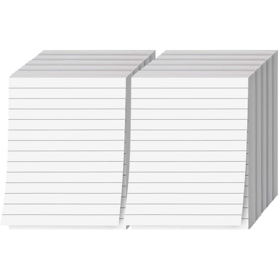 Memo Pads, White, With Black Lines, 50 Sheets Per Pad, 10 Pads (4.25 x 5.5)