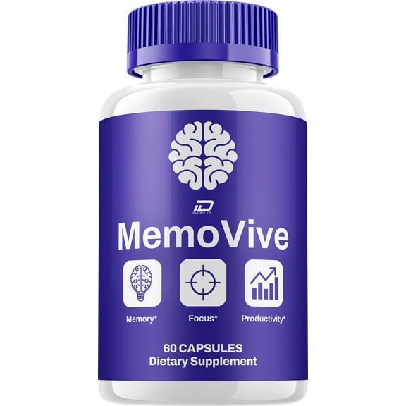 Memo Vive Supplement Capsules MemoVive Natural Blend Memory Focus Pills, 1 Pack, 60 Capsules