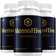 MemoHive Capsules   Memo Hive Pills Advanced Formula Cognitive and Focus Support, 3 Pack, 60 Capsules Each Bottle, 180 in Total