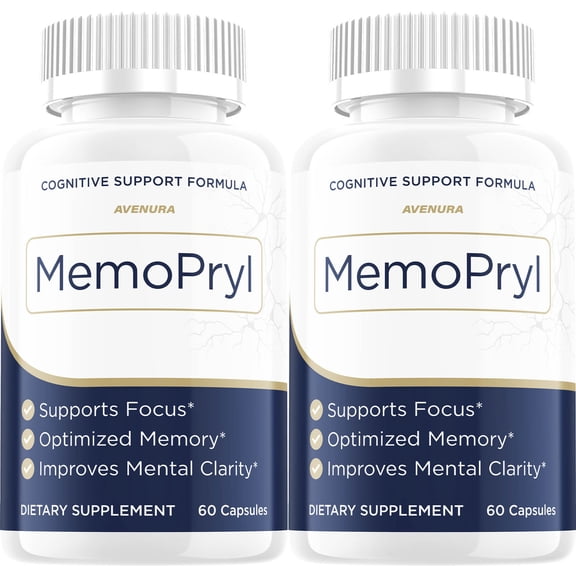 MemoPryl Capsules Memo Pryl Natural Blend Memory Focus Support Supplement, 2 Pack, 120 Capsules