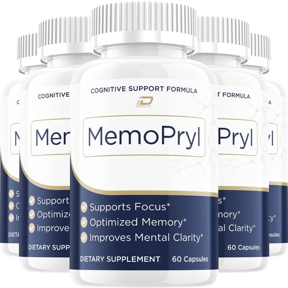 MemoPryl Capsules – Memo Pryl Natural Blend Memory Focus Support Supplement, 5 Pack, 300 Capsules