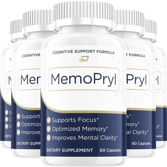 MemoPryl Capsules – Memo Pryl Natural Blend Memory Focus Support Supplement, 5 Pack, 300 Capsules