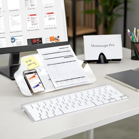 MemoScape PRO Adjustable in-Line Document Copy Holder for Desk - Help Boost Productivity and Reduce Neck Strain - Paper Holder Stand for Desk - Office & Home Organization Accessory - Black