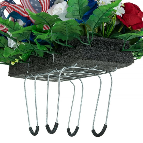 Memobloom Headstone Flower: Cemetery Decor Rose Calla Lily National Flags Artificial Cemetery Flowers Funeral Memorial Day Sympathy Floral for Outdoor Gravestone Decorations