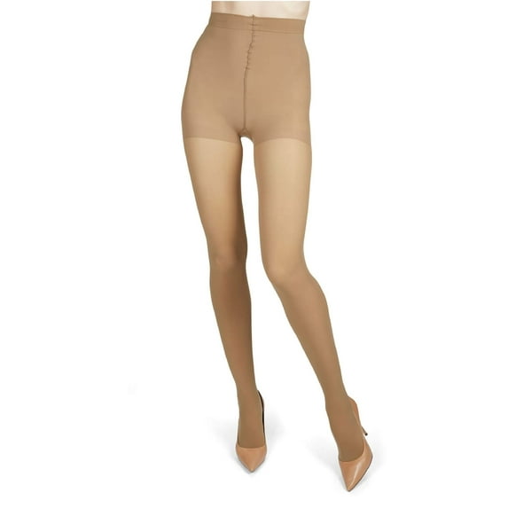 Memoi AT-636-27008-L-XL Melas Microfiber Opaque Control Top Tights for Womens, Naturel - Large-Extra Large