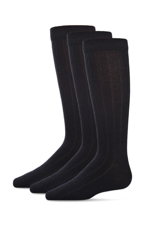3 Pair Pack Basic Cotton Blend Ribbed Crew Socks - Boys - Male, 10-12, Black