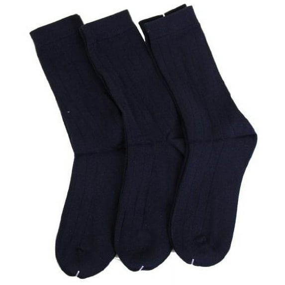 MeMoi 3 Pair Pack Basic Cotton Blend Ribbed Crew Socks - Boys - Male, 10-12, Black