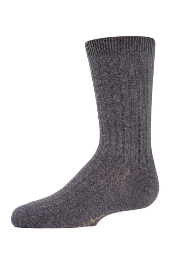 Boys' Essential Ribbed Mercerized Cotton Crew Socks - Boys - Male, 2, Gray
