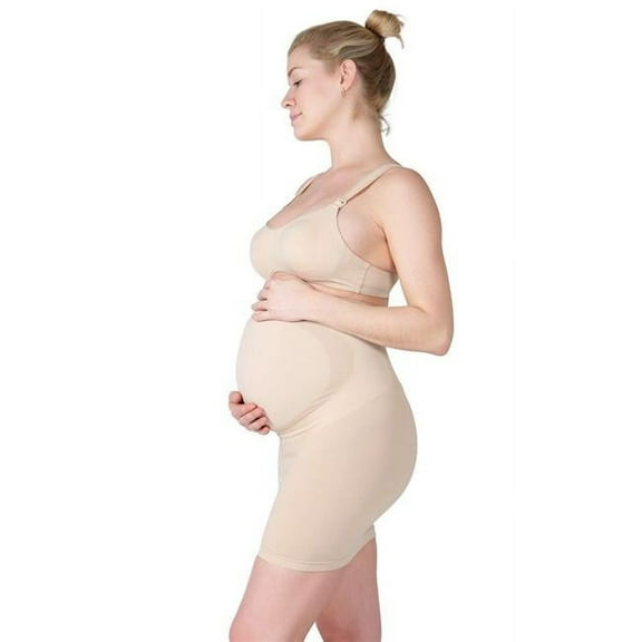 SlimMe Women's High-Waist Nylon Maternity Slip, Large, Nude