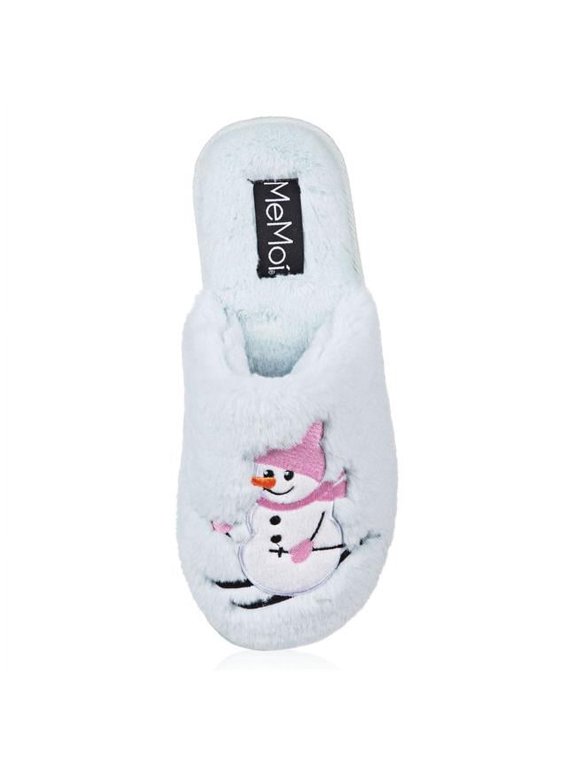 MZP06551-45012-S5-6 Ski-Sons Plush Slipper for Womens, Light Blue - Small - 5-6