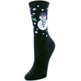 thumbnail image 1 of Memoi Women's Merry and Bright Snowman Holiday Crew Socks - Womens - Female, 9-11, Black, 1 of 2