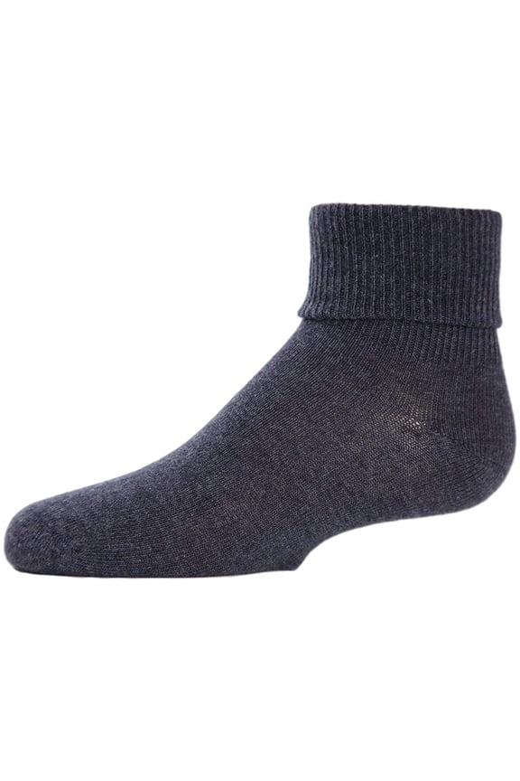 Ribbed Triple-Roll-Cuff Cotton-Rich Ankle Sock - Girls - Female, 0, Denim