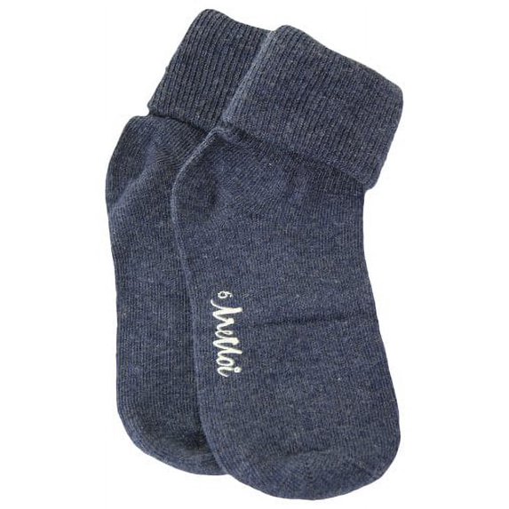 MeMoi Ribbed Triple-Roll-Cuff Cotton-Rich Ankle Sock - Girls - Female, 2, Denim