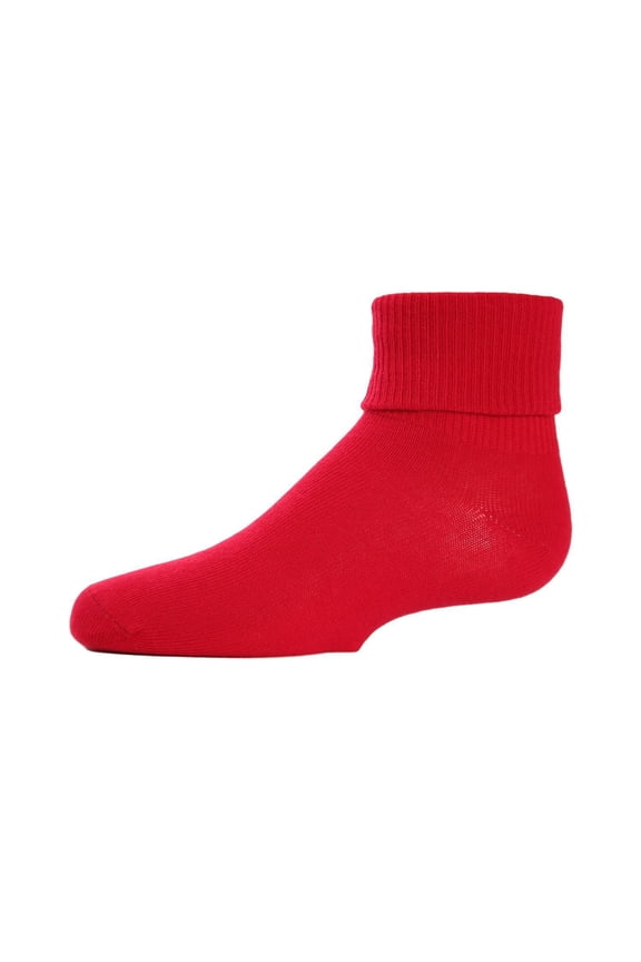 Ribbed Triple-Roll-Cuff Cotton-Rich Ankle Sock - Girls - Female, 8, Red