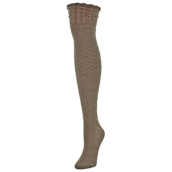 MeMoi Honeycomb Bee Over The Knee Socks - Womens - Female, One Size, Taupe