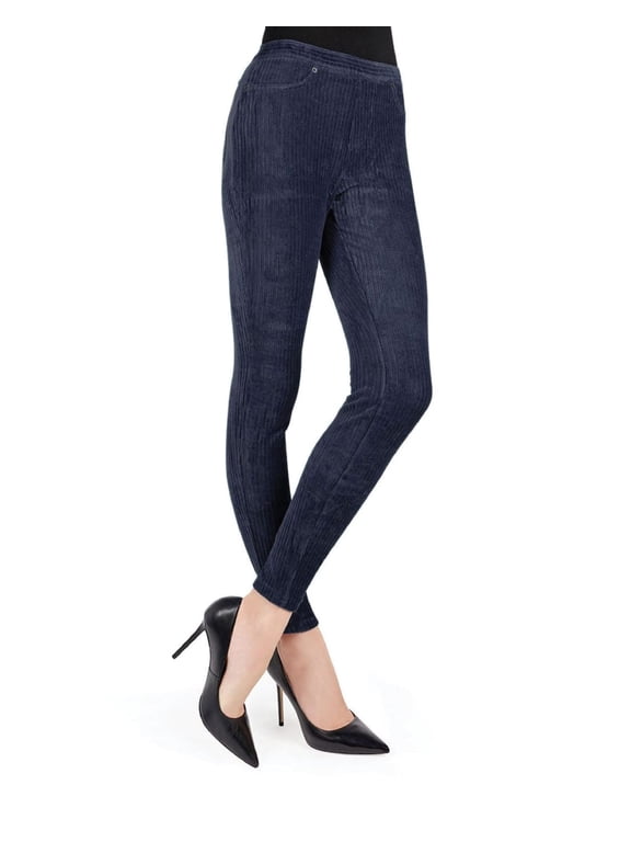 Wide-Rib Stretch Corduroy Leggings - Womens - Female (M/L, Navy)