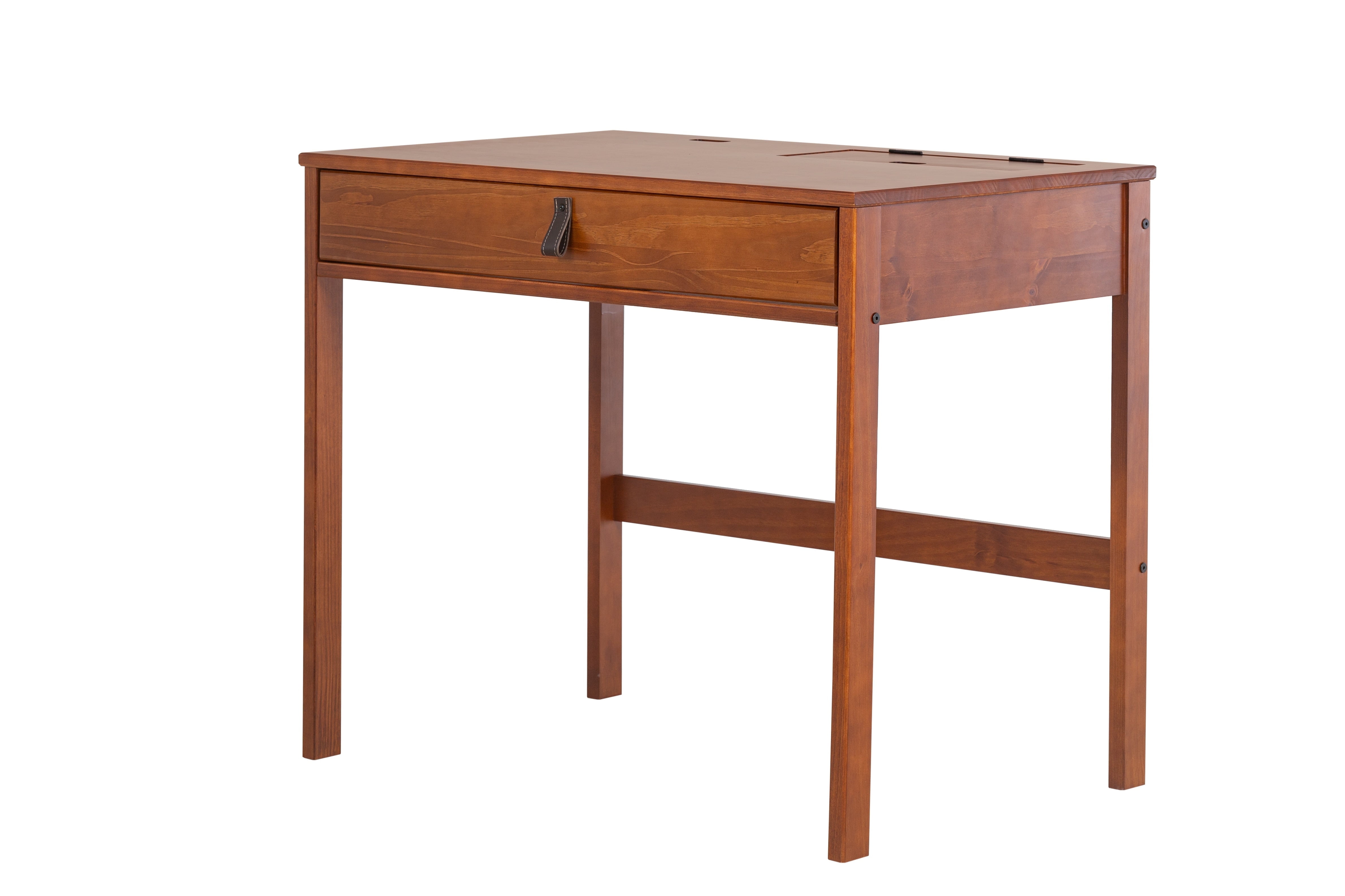 Caramel Brown Solid Pine Wood Writing Desk with Drawer