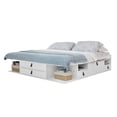 thumbnail image 1 of Memomad Bali Queen Size Storage Platform Bed with Drawers, Space Saving Furniture, White, 1 of 8