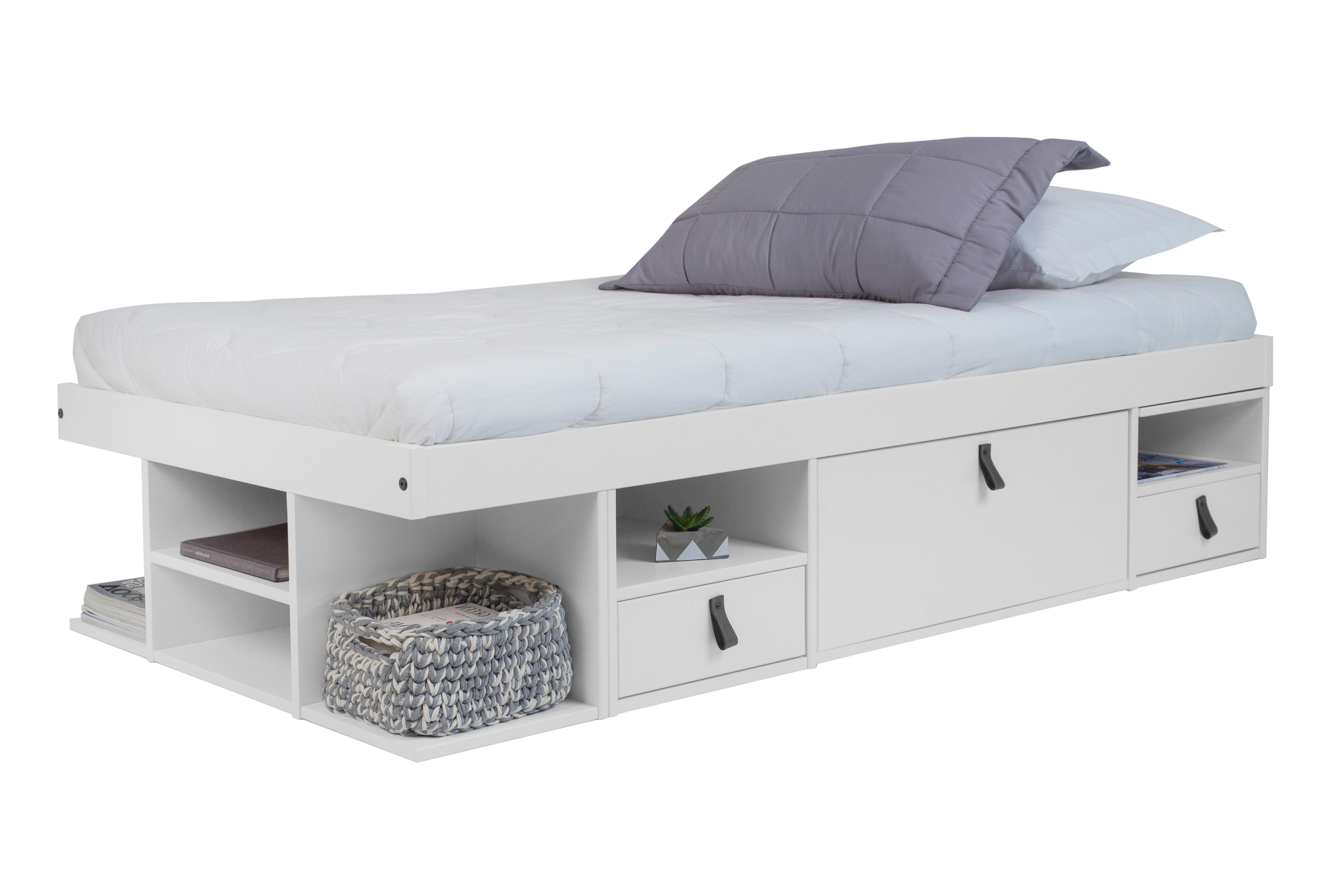 Free Shipping! Memomad Bali Storage Platform Sturdy Modern Bed Frame with Drawers & More (Twin Size, White Wood) - Walmart.com - Walmart.com