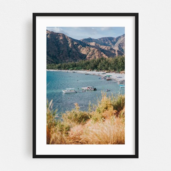 Memorable beach day - San Antonio Central Luzon Philippines Photography Beach Seaside Coast Landscape Boat Tropical Ocean Black Framed Wall Art Print 16 x 24 inches