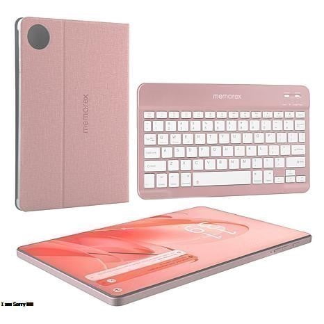 Memorex 2-Pack 10.1" Android 14 Tablets with Keyboard & Case, 128GB Storage, 4GB RAM, FHD IPS Display, MTAB10(P/K), Pink/Black