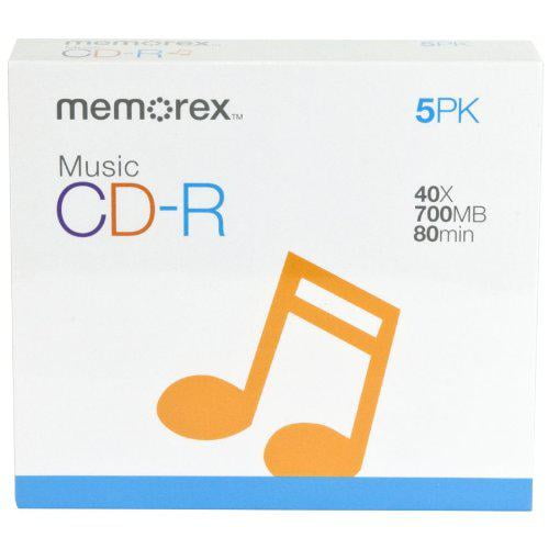 Memorex 40x write once cd r for audio 5 pack jewel cases walmart