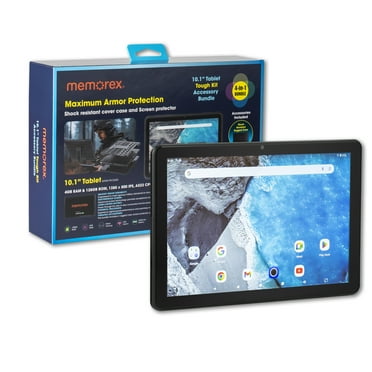Memorex Bonus Buy Ultimate 4-in-1 Rugged Bundle with 10.1" HD IPS Android 14 8-Core Tablet, 128GB Storage, 4GB RAM with Bonus SHOCK Resistant Case, Braided 10ft USB-C cable & Premium Screen Protector
