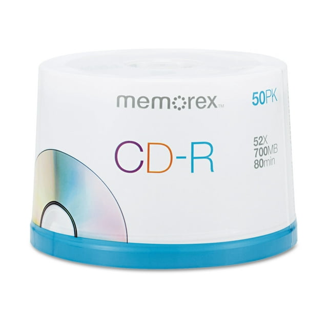 Memorex CD-R Discs, 700MB/80min, 52x, Spindle, Silver, 50/Pack