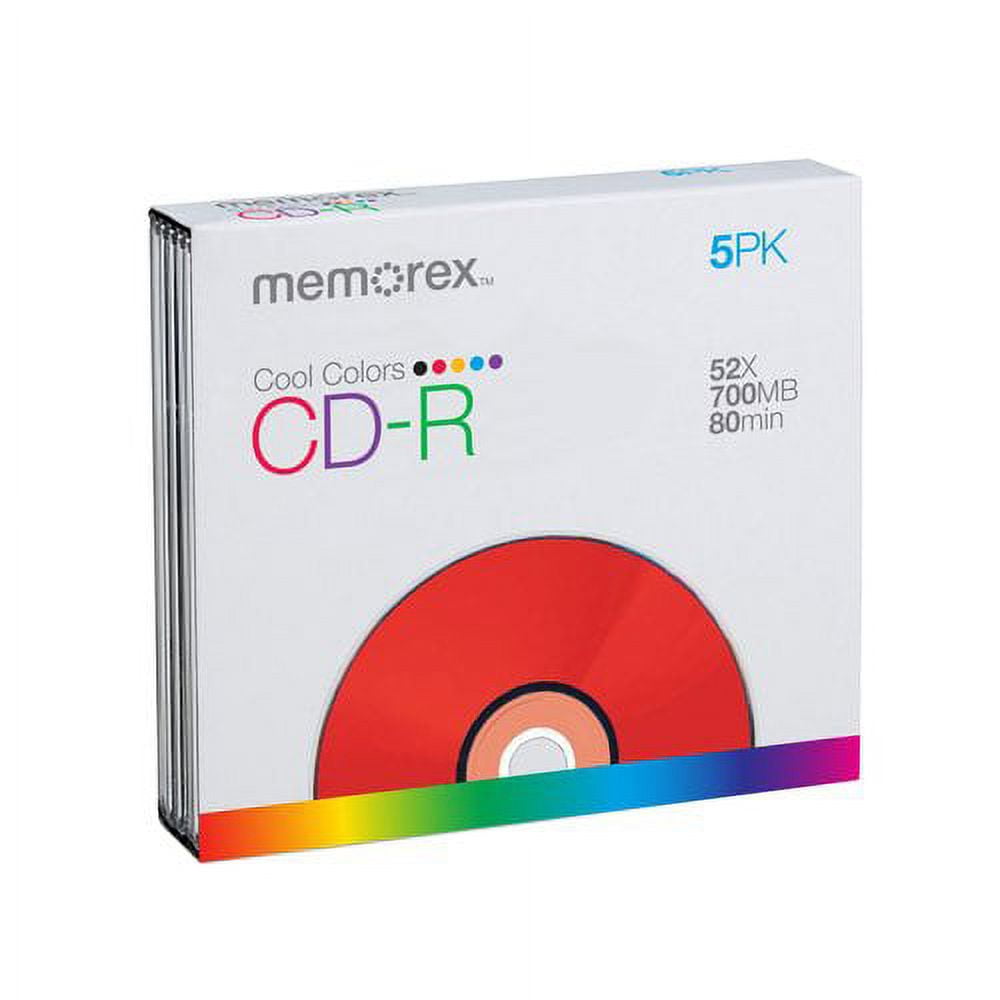 Memorex Cool Colors CD-R 52X 700MB 80 min (5 Pack) Audio CD