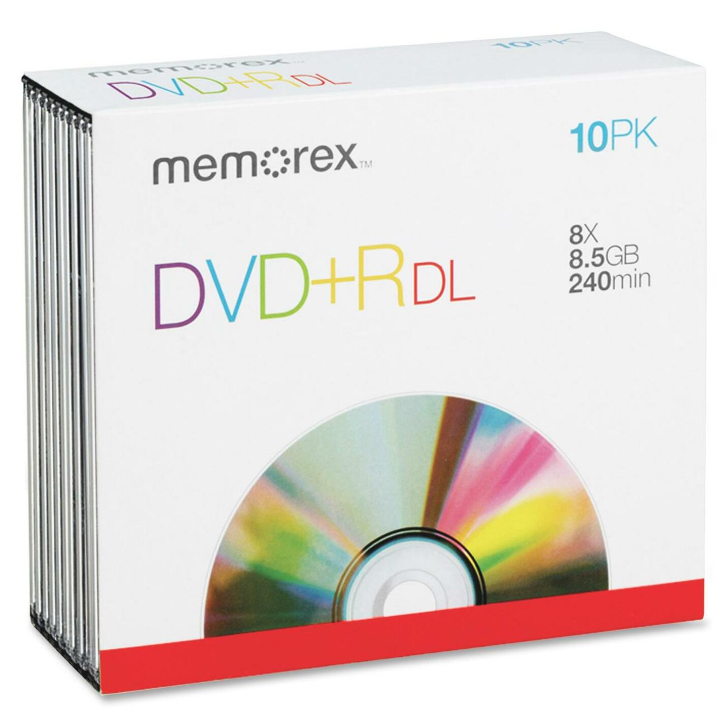 Memorex DVD Recordable Media, DVD+R DL, 8x, 8.50 GB, 10 Pack Spindle