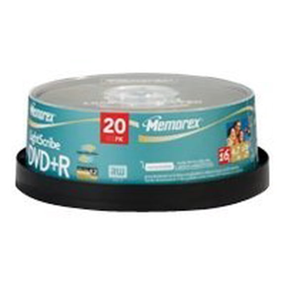 Memorex LightScribe - 20 x DVD+R - 4.7 GB (120min) 16x - LightScribe - spindle