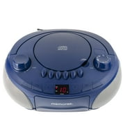 Memorex MX-BCCD50L AM/FM Top Loading CD and Cassette Player Blue | Portable Stereo with Programmable Memory, Auto-Stop Cassette Deck | Auxiliary Input, and Red LED Display Blue
