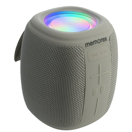 Memorex MX-BTS10(S) | Bluetooth Speaker | Wireless Speaker with Bluetooth 5.1 | USB/TF/FM Radio, Hands-Free Calling, LED Lighting, USB-C Fast Charging, Portable Speaker for Home & Outdoor (Silver)