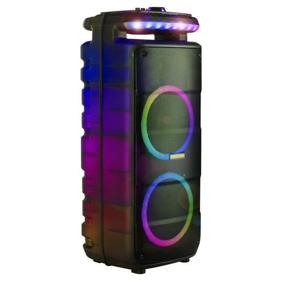 Memorex MX-PS821 Twin 8 Rechargeable Party Speaker | Bluetooth 5.0, LED Lighting, 40W RMS, 400W PMPO | TWS Pairing, Microphone Input, SD/USB/FM Radio | 25H Battery Life | Portable Wireless Speaker