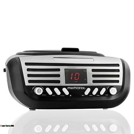 Memorex Retro AM/FM Radio Boombox with CD Player & Bluetooth | MX-BCD110(K) | Aux-In, LED Display, Programmable Playback | AC or Battery Powered (Black)