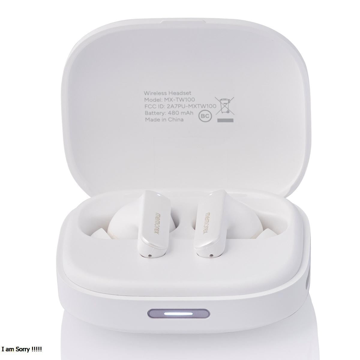 Memorex True Wireless Translation Earbuds with AI Real-Time Language Translator, Active Noise Cancellation, Bluetooth, 144 Languages, 6-Hour Playtime, White (MX-TW100(W))