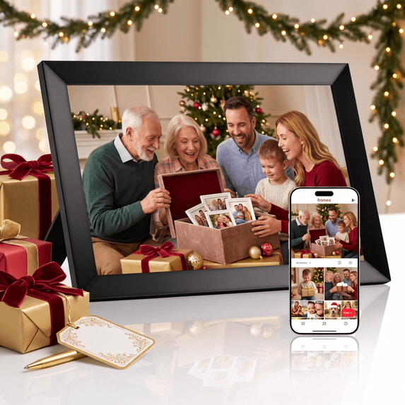 Memoria 10.1 Inch Digital Picture Frame, 16GB HD IPS Touch Screen, Frameo App, Holiday Gift