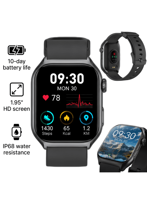 Smart Watch Fits for Android and iPhone, 1.95" HD Screen, Bluetooth Calling, IP68 Waterproof Fitness Tracker, 10-Day Battery, 100+ Sports Modes for Outdoor Sports