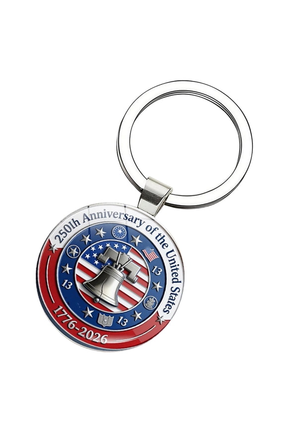 Memorial 250Th Anniversary, Usa, Metal Ring, Stainless Steel Key Ring, Souvenir Gifts, Metal Keychain, Stars Motifs, Keyring, 2 In, 1 Pc