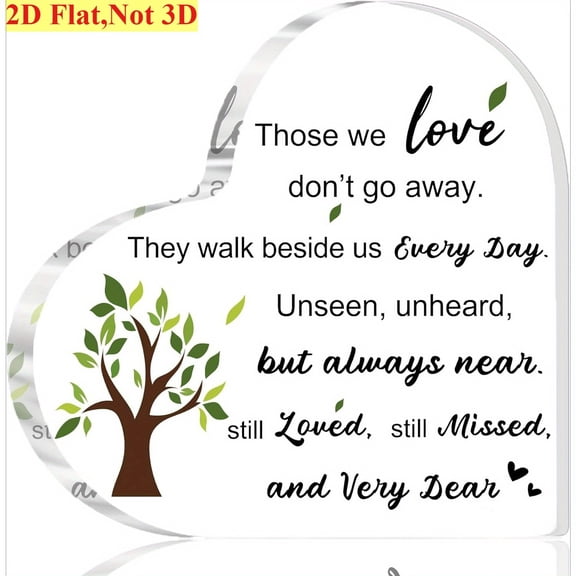 Memorial Acrylic Heart Plaque 3.9X3.9 Inch With Sympathy Poem Elegant Keepsake For Loss Of Loved One Condolence Gift For Family Friends Desktop Decor For Birthdays Christmas Anniversaries