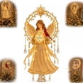 thumbnail image 1 of Memorial Angel Cardinal Enchanted Moonlight Tree Topper, Christmas Tree Topper Golden Crescent Glow, Dangling Snowflake Charm, Lighted Festive Ornament, Magical Holiday Centerpiece, 1 of 8